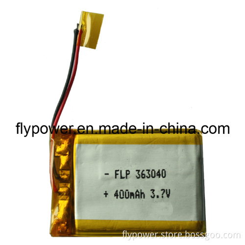 3.7V 400mAh Lithium Ion Polymer Battery Pack (1S1P of FLP-363040)